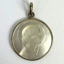 Load image into Gallery viewer, French Virgin Mary Mother of Pearl 18K White Gold Medal Pendant
