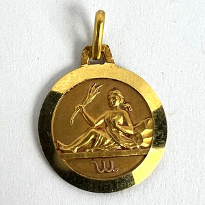 French 18K Yellow Gold Zodiac Virgo Charm Pendant