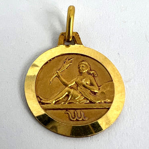 French 18K Yellow Gold Zodiac Virgo Charm Pendant