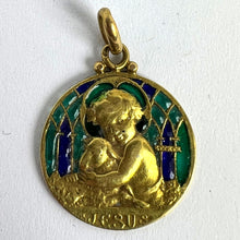 Load image into Gallery viewer, Becker Jesus Lamb of God Plique A Jour Enamel 18K Yellow Gold Pendant Medal
