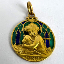 Load image into Gallery viewer, Becker Jesus Lamb of God Plique A Jour Enamel 18K Yellow Gold Pendant Medal
