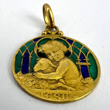 Load image into Gallery viewer, Becker Jesus Lamb of God Plique A Jour Enamel 18K Yellow Gold Pendant Medal
