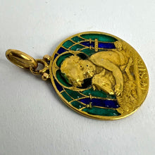 Load image into Gallery viewer, Becker Jesus Lamb of God Plique A Jour Enamel 18K Yellow Gold Pendant Medal
