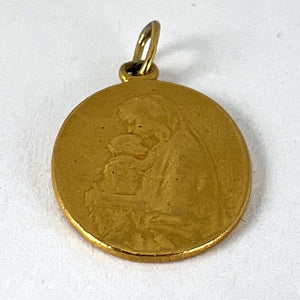 French 22K Yellow Gold Oscar Roty Madonna and Child Charm Pendant