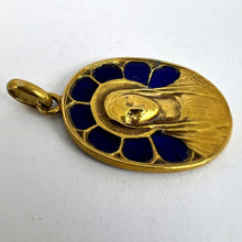 Load image into Gallery viewer, French Pierly Virgin Mary Plique A Jour Enamel 18K Yellow Gold Pendant Medal
