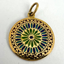 Load image into Gallery viewer, French Window Plique A Jour Enamel 18K Yellow Gold Pendant Medal
