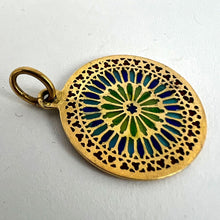 Load image into Gallery viewer, French Window Plique A Jour Enamel 18K Yellow Gold Pendant Medal
