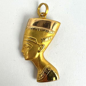 18K Yellow Gold Egyptian Nefertiti Bust Charm Pendant