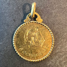 Load image into Gallery viewer, Antique French Descamps Cherub Angel 18K Yellow Gold Charm Pendant Medal
