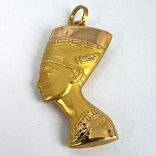 Load image into Gallery viewer, 18K Yellow Gold Egyptian Nefertiti Bust Charm Pendant
