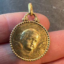 Load image into Gallery viewer, Antique French Descamps Cherub Angel 18K Yellow Gold Charm Pendant Medal
