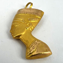 Load image into Gallery viewer, 18K Yellow Gold Egyptian Nefertiti Bust Charm Pendant
