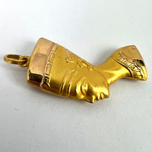 Load image into Gallery viewer, 18K Yellow Gold Egyptian Nefertiti Bust Charm Pendant
