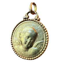 Load image into Gallery viewer, Antique French Descamps Cherub Angel 18K Yellow Gold Charm Pendant Medal
