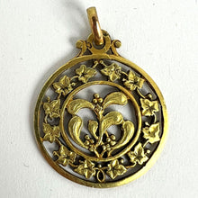 Load image into Gallery viewer, French Forever Love Mistletoe Ivy 18K Yellow Gold Charm Pendant
