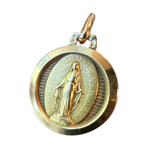 Load image into Gallery viewer, French Virgin Mary Miraculous Medal 18K Yellow Gold Charm Medal Pendant
