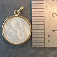 Load image into Gallery viewer, French Mother of Pearl Raphael’s Cherub 18K Yellow Gold Religious Medal Pendant
