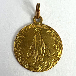 French Virgin Mary 18K Yellow Gold Charm Pendant