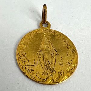 French Virgin Mary 18K Yellow Gold Charm Pendant