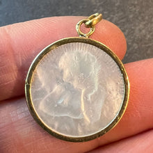Load image into Gallery viewer, French Mother of Pearl Raphael’s Cherub 18K Yellow Gold Religious Medal Pendant
