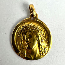 Load image into Gallery viewer, French Charl 18K Yellow Gold Jesus Christ Crown of Thorns Medal Charm Pendant
