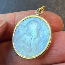 Load image into Gallery viewer, French Mother of Pearl Raphael’s Cherub 18K Yellow Gold Religious Medal Pendant
