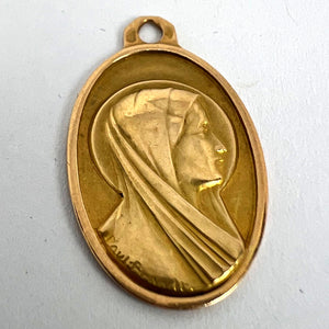 French Paul Brandt 18K Yellow Gold Virgin Mary Charm Pendant Medal