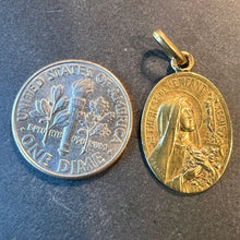 Load image into Gallery viewer, French Brandt 18K Yellow Gold St Therese Religious Saint Medal Pendant
