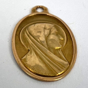 French Paul Brandt 18K Yellow Gold Virgin Mary Charm Pendant Medal