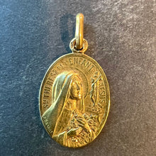 Load image into Gallery viewer, French Brandt 18K Yellow Gold St Therese Religious Saint Medal Pendant
