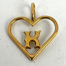 Load image into Gallery viewer, French 18K Yellow Gold Love Heart Initial K Charm Pendant
