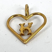 Load image into Gallery viewer, French 18K Yellow Gold Love Heart Initial K Charm Pendant
