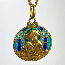 Load image into Gallery viewer, Becker Jesus Lamb of God Plique A Jour Enamel 18K Yellow Gold Pendant Medal
