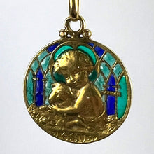 Load image into Gallery viewer, Becker Jesus Lamb of God Plique A Jour Enamel 18K Yellow Gold Pendant Medal
