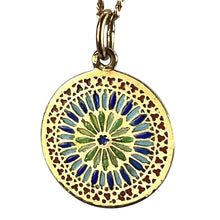 Load image into Gallery viewer, French Window Plique A Jour Enamel 18K Yellow Gold Pendant Medal
