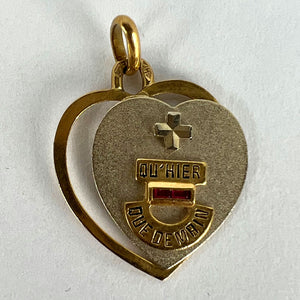 Augis French Plus Qu’Hier Heart Ruby 18K Yellow White Gold Love Charm Pendant
