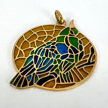 Load image into Gallery viewer, French Bird Plique A Jour Enamel 18K Yellow Gold Pendant Medal
