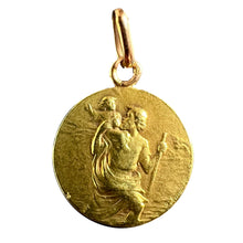Load image into Gallery viewer, Antique French Rasumny Saint Christopher 18K Yellow Gold Medal Pendant
