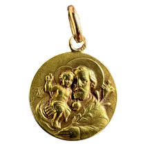Load image into Gallery viewer, Antique French Rasumny Saint Joseph Jesus Christ 18K Yellow Gold Medal Pendant
