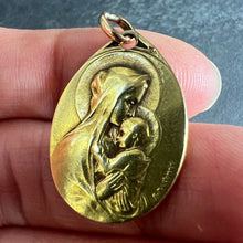 Load image into Gallery viewer, Antique French Rasumny Madonna and Child 18K Yellow Gold Religious Medal Pendant
