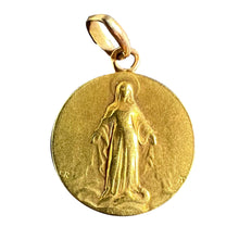 Load image into Gallery viewer, French Rasumny Virgin Mary Miraculous Medal 18K Yellow Gold Charm Medal Pendant
