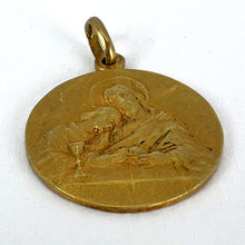 Load image into Gallery viewer, French Religious Medal Jesus Christ Holy Communion 18K Yellow Gold Charm Pendant

