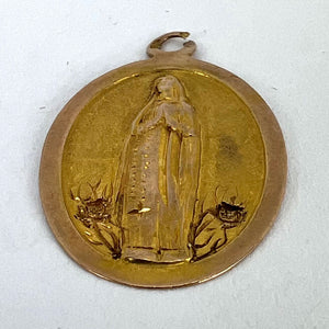 French Virgin Mary 18K Yellow Rose Gold Medal Charm Pendant