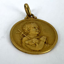 Load image into Gallery viewer, French Becker Lamb of God Jesus Child 18K Yellow Gold Medal Pendant
