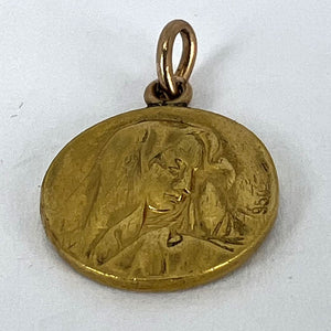 Italian Giacomini Virgin Mary Pope Pius X 23K Yellow Gold Medal Charm Pendant