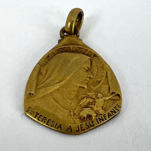 Vintage St Therese Saint Medal Gold Plated Charm Pendant
