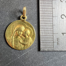 Load image into Gallery viewer, Antique French Madonna and Child 18K Yellow Gold Religious Medal Pendant
