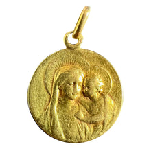 Load image into Gallery viewer, Antique French Madonna and Child 18K Yellow Gold Religious Medal Pendant
