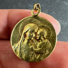 Load image into Gallery viewer, Antique French Madonna and Child 18K Yellow Gold Religious Medal Pendant
