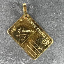 Load image into Gallery viewer, French Je T&#39;aime Postcard 18K Yellow Gold Love Charm Pendant
